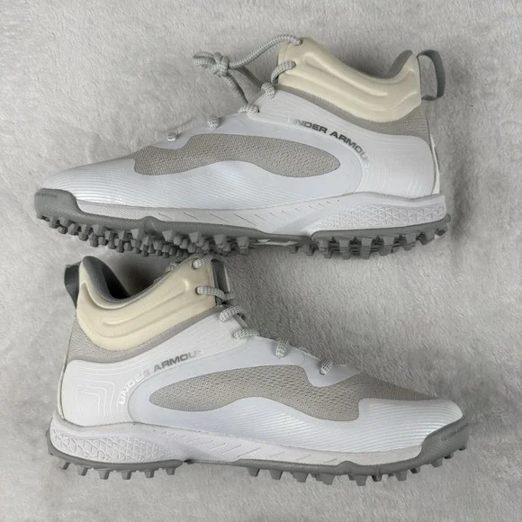 Under Armour Command TF Turf Lacrosse Shoes 3028152-100 White Gray Men's 9.5 New